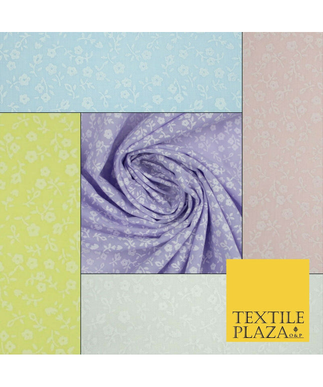 Mini Petunia Ditsy Flower Printed Pastel Poly Cotton Fabric Polycotton Craft 45"