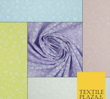Mini Petunia Ditsy Flower Printed Pastel Poly Cotton Fabric Polycotton Craft 45"