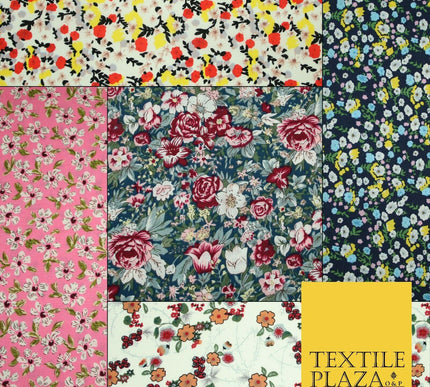 Mix Floral Flower Ditsy Printed 100% Cotton Poplin Fabric Dress Craft Mask 59"