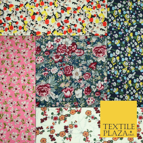 Mix Floral Flower Ditsy Printed 100% Cotton Poplin Fabric Dress Craft Mask 59"