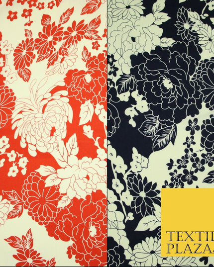 Artsy Floral Dahlia Blossom Printed 100%Cotton Poplin Fabric Dress Face Mask 59"