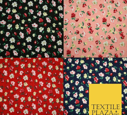 Floral Mini Peony Flower Printed 100% Cotton Poplin Fabric Dress Face Masks 59"