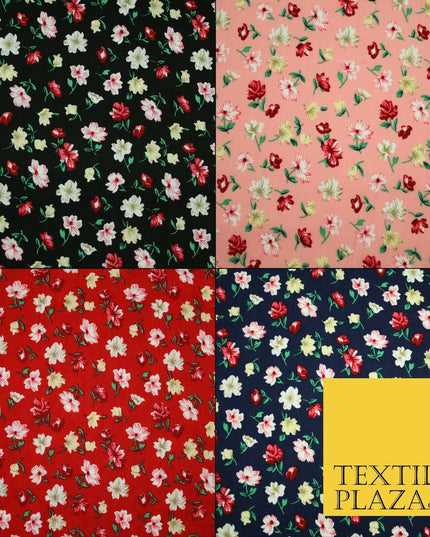 Floral Mini Peony Flower Printed 100% Cotton Poplin Fabric Dress Face Masks 59"