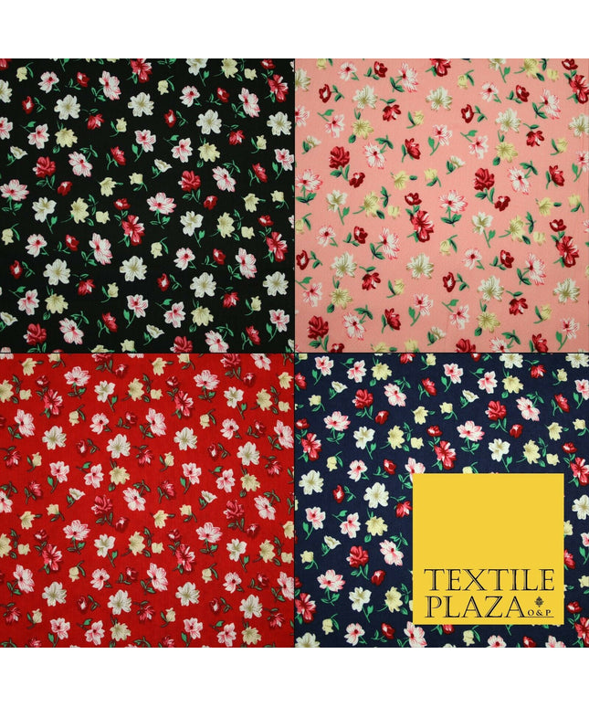 Floral Mini Peony Flower Printed 100% Cotton Poplin Fabric Dress Face Masks 59"