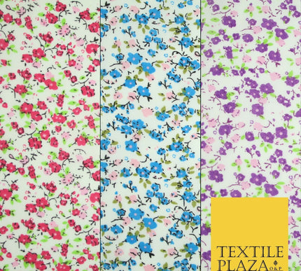 Floral Buttercup Ditsy Flower Printed Poly Cotton Fabric Polycotton Mask 45"