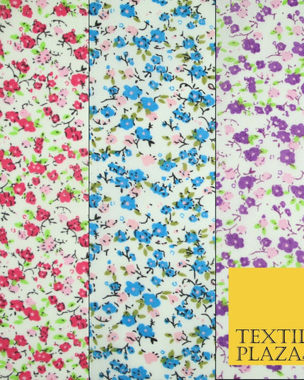 Floral Buttercup Ditsy Flower Printed Poly Cotton Fabric Polycotton Mask 45"