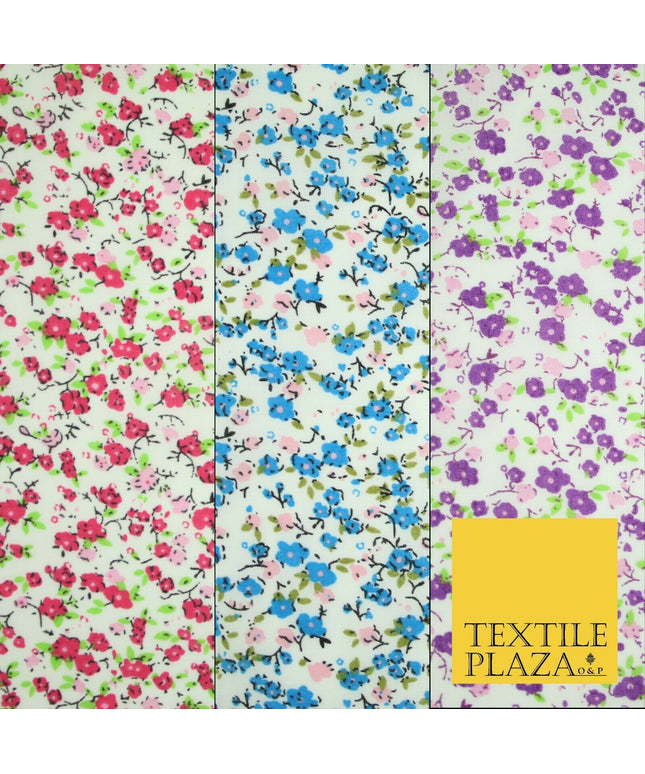 Floral Buttercup Ditsy Flower Printed Poly Cotton Fabric Polycotton Mask 45"