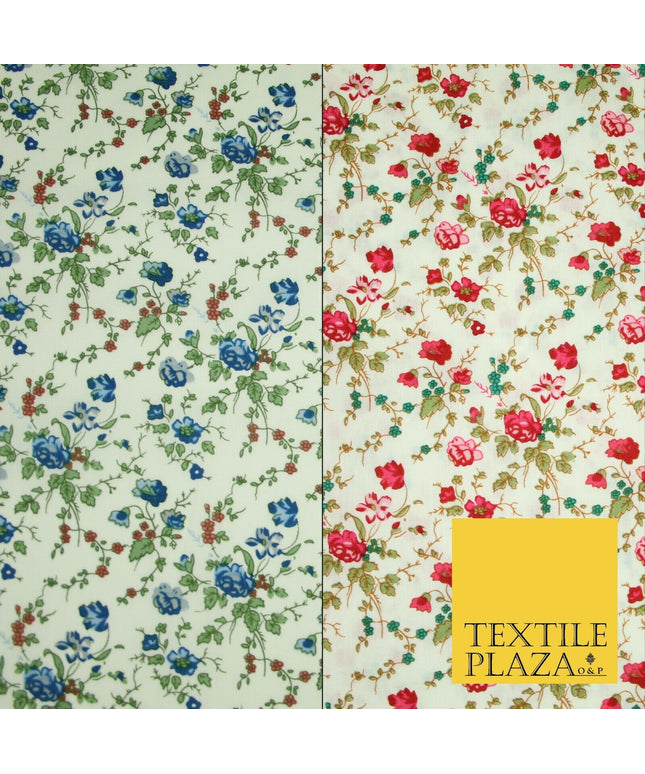 Watercolour Floral Ditsy Printed 100% Cotton Poplin Fabric Dress Face Mask 59"