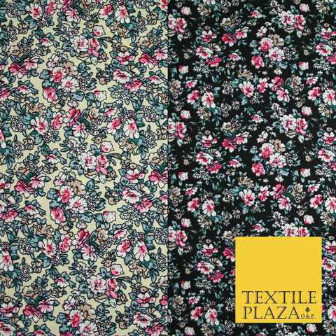 Pansy Cluster Floral Ditsy Printed 100% Cotton Poplin Fabric Dress Face Mask 59"