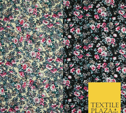 Pansy Cluster Floral Ditsy Printed 100% Cotton Poplin Fabric Dress Face Mask 59"