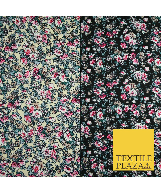 Pansy Cluster Floral Ditsy Printed 100% Cotton Poplin Fabric Dress Face Mask 59"