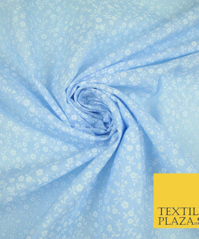 Mini Petunia Ditsy Flower Printed Pastel Poly Cotton Fabric Polycotton Craft 45"