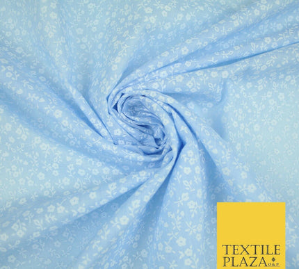 Mini Petunia Ditsy Flower Printed Pastel Poly Cotton Fabric Polycotton Craft 45"