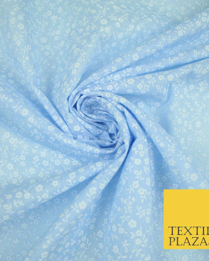 Mini Petunia Ditsy Flower Printed Pastel Poly Cotton Fabric Polycotton Craft 45"