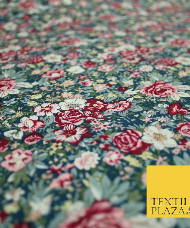 Mix Floral Flower Ditsy Printed 100% Cotton Poplin Fabric Dress Craft Mask 59"