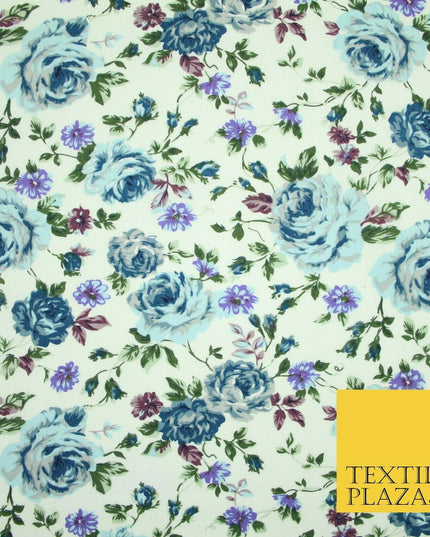 Vintage Garden Rose Flower Printed 100% Cotton Poplin Fabric Dress Face Mask 59"