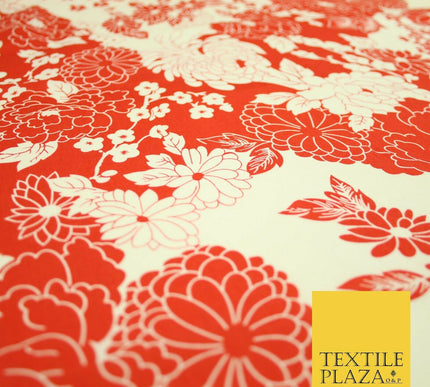 Artsy Floral Dahlia Blossom Printed 100%Cotton Poplin Fabric Dress Face Mask 59"