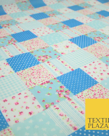 Floral Gingham Spotted Patchwork Printed Poly Cotton Fabric Polycotton Craft 45"