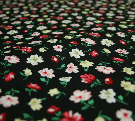 Floral Mini Peony Flower Printed 100% Cotton Poplin Fabric Dress Face Masks 59"