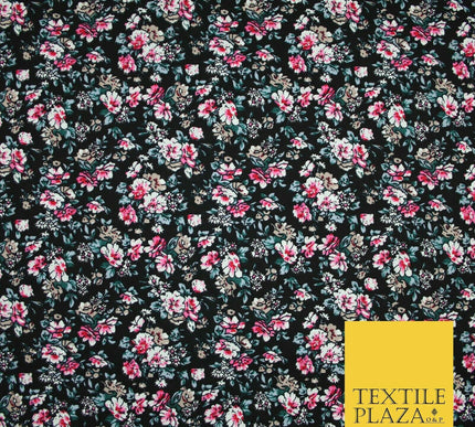 Pansy Cluster Floral Ditsy Printed 100% Cotton Poplin Fabric Dress Face Mask 59"