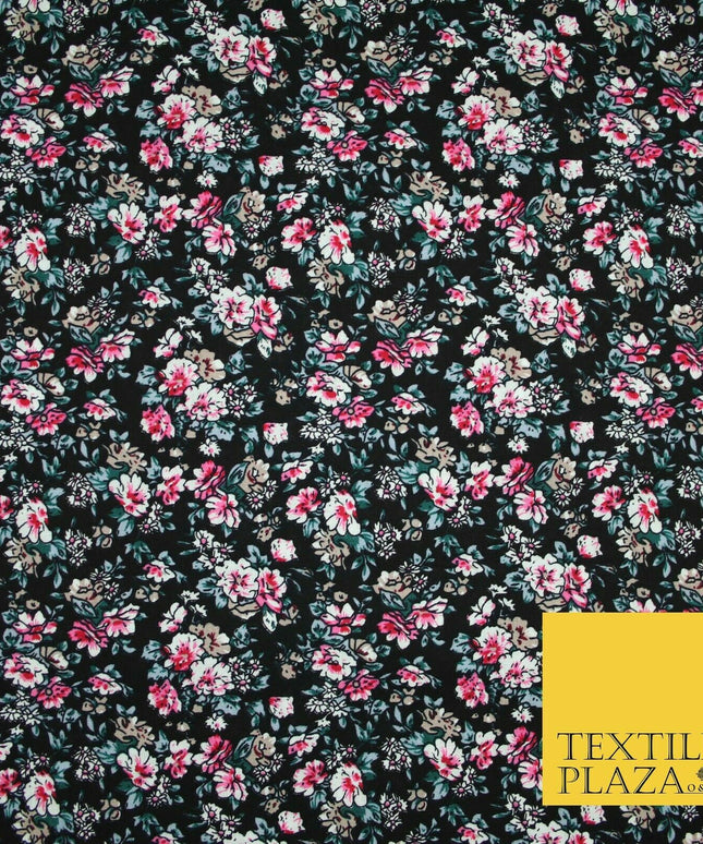 Pansy Cluster Floral Ditsy Printed 100% Cotton Poplin Fabric Dress Face Mask 59"