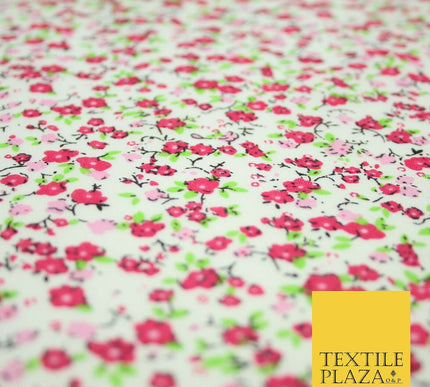 Floral Buttercup Ditsy Flower Printed Poly Cotton Fabric Polycotton Mask 45"