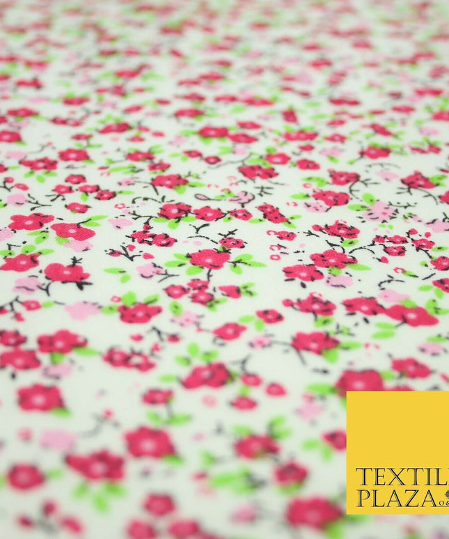 Floral Buttercup Ditsy Flower Printed Poly Cotton Fabric Polycotton Mask 45"