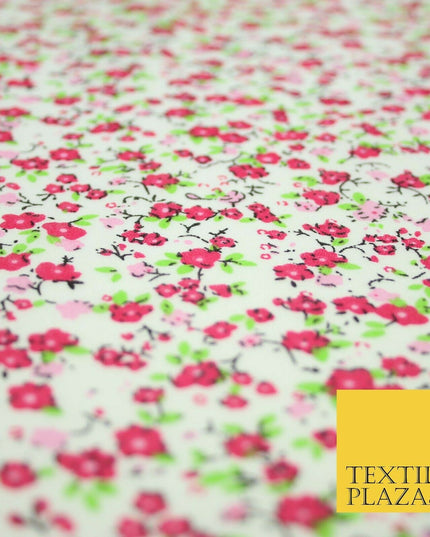 Floral Buttercup Ditsy Flower Printed Poly Cotton Fabric Polycotton Mask 45"