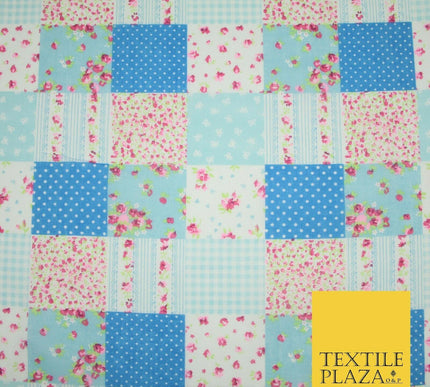 Floral Gingham Spotted Patchwork Printed Poly Cotton Fabric Polycotton Craft 45"