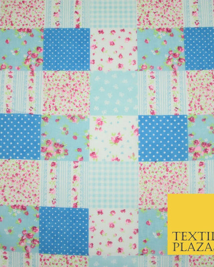 Floral Gingham Spotted Patchwork Printed Poly Cotton Fabric Polycotton Craft 45"