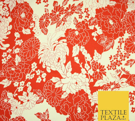 Artsy Floral Dahlia Blossom Printed 100%Cotton Poplin Fabric Dress Face Mask 59"