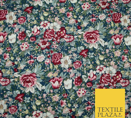 Mix Floral Flower Ditsy Printed 100% Cotton Poplin Fabric Dress Craft Mask 59"