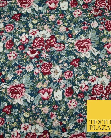 Mix Floral Flower Ditsy Printed 100% Cotton Poplin Fabric Dress Craft Mask 59"