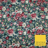 Mix Floral Flower Ditsy Printed 100% Cotton Poplin Fabric Dress Craft Mask 59"