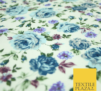 Vintage Garden Rose Flower Printed 100% Cotton Poplin Fabric Dress Face Mask 59"