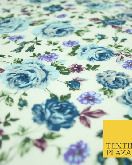 Vintage Garden Rose Flower Printed 100% Cotton Poplin Fabric Dress Face Mask 59"