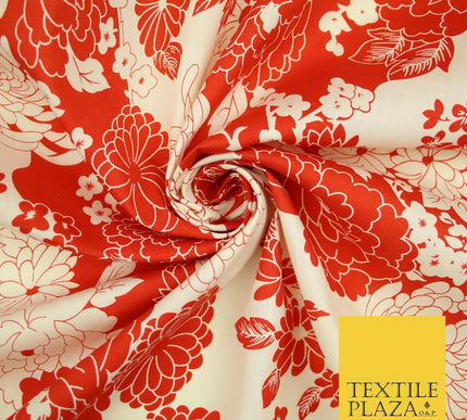 Artsy Floral Dahlia Blossom Printed 100%Cotton Poplin Fabric Dress Face Mask 59"