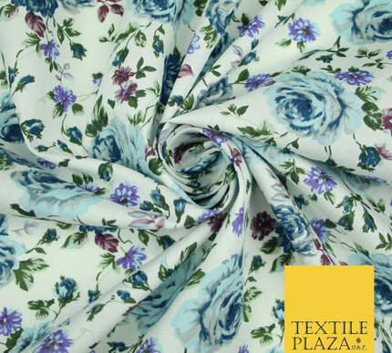 Vintage Garden Rose Flower Printed 100% Cotton Poplin Fabric Dress Face Mask 59"