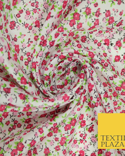 Floral Buttercup Ditsy Flower Printed Poly Cotton Fabric Polycotton Mask 45"