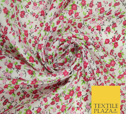 Floral Buttercup Ditsy Flower Printed Poly Cotton Fabric Polycotton Mask 45"