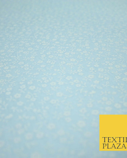 Mini Petunia Ditsy Flower Printed Pastel Poly Cotton Fabric Polycotton Craft 45"