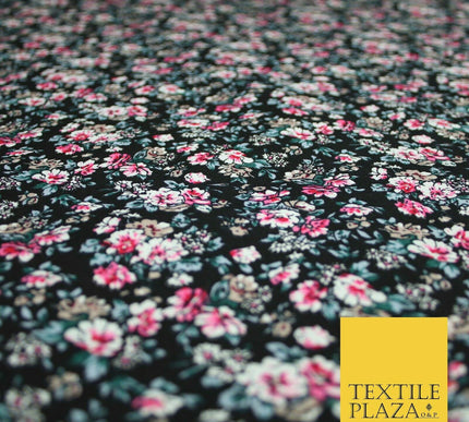 Pansy Cluster Floral Ditsy Printed 100% Cotton Poplin Fabric Dress Face Mask 59"