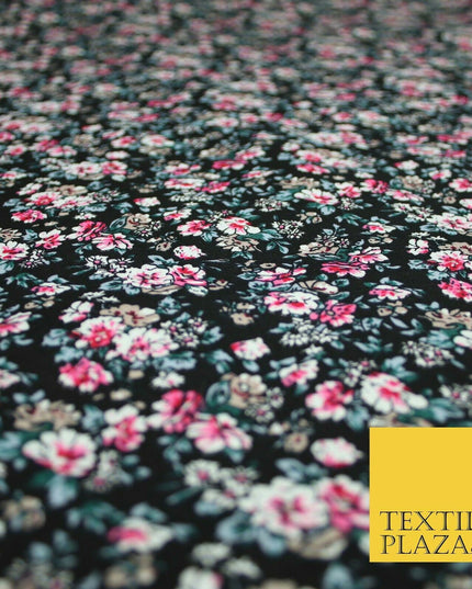 Pansy Cluster Floral Ditsy Printed 100% Cotton Poplin Fabric Dress Face Mask 59"