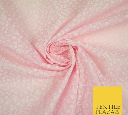 Mini Petunia Ditsy Flower Printed Pastel Poly Cotton Fabric Polycotton Craft 45"