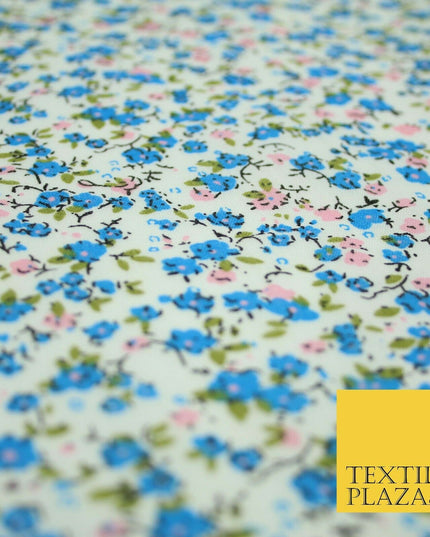 Floral Buttercup Ditsy Flower Printed Poly Cotton Fabric Polycotton Mask 45"