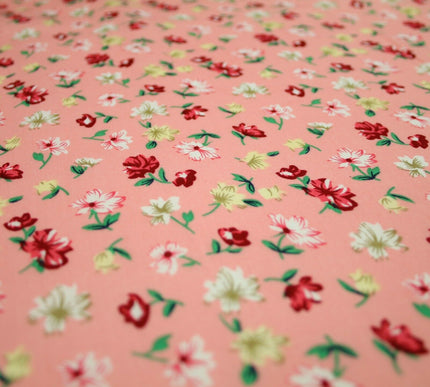 Floral Mini Peony Flower Printed 100% Cotton Poplin Fabric Dress Face Masks 59"