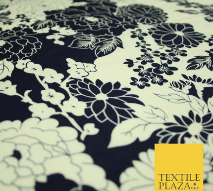 Artsy Floral Dahlia Blossom Printed 100%Cotton Poplin Fabric Dress Face Mask 59"