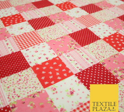 Floral Gingham Spotted Patchwork Printed Poly Cotton Fabric Polycotton Craft 45"