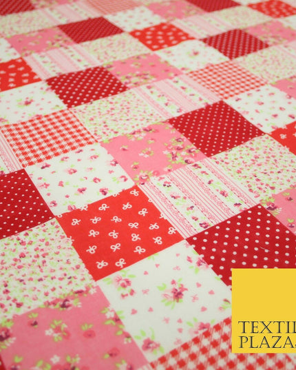 Floral Gingham Spotted Patchwork Printed Poly Cotton Fabric Polycotton Craft 45"