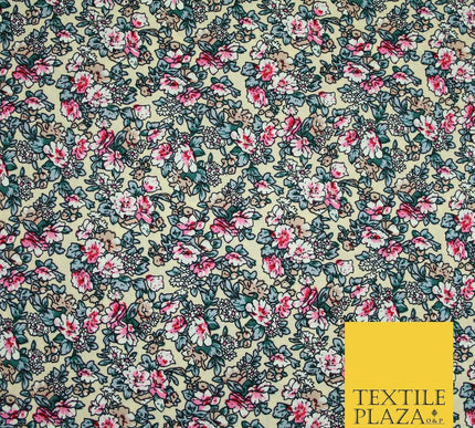 Pansy Cluster Floral Ditsy Printed 100% Cotton Poplin Fabric Dress Face Mask 59"